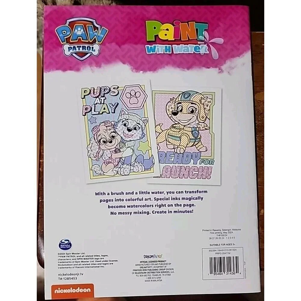 Paw Patrol Paint with Water Coloring Book Painting Girl Pup Power!